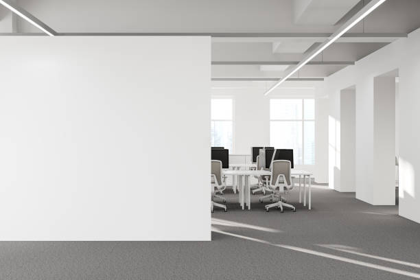 istock Modern white coworking office interior with blank wall 2094915691