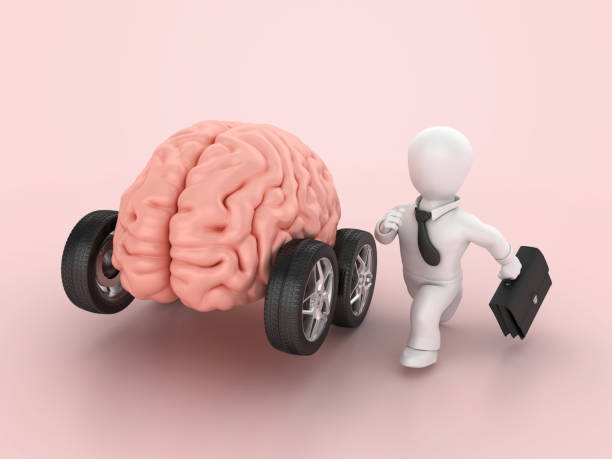 istock Brain with Wheels and Cartoon Business Character 2094958923