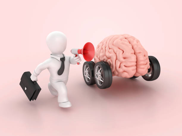 istock Brain with Wheels and Cartoon Business Character 2094958931