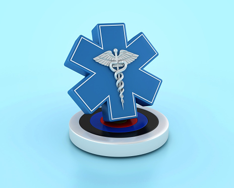Medical Symbol Caduceus with Target - Color Background - 3D Rendering