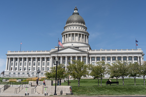 Salt Lake City, Utah – September 12, 2023: Utah State Capitol Building with Copy Space