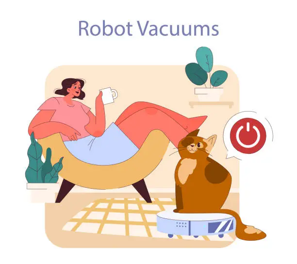 Vector illustration of Robot Vacuums concept.
