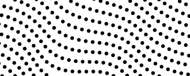 Vector illustration of Halftone monochrome background with flowing dots
