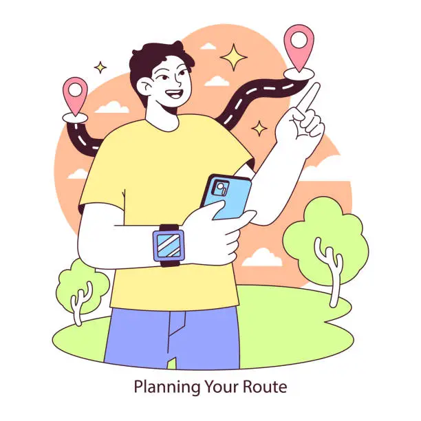 Vector illustration of Route planning concept. Flat vector illustration.