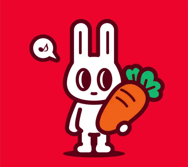 Vector illustration of A cute bunny holds a big carrot