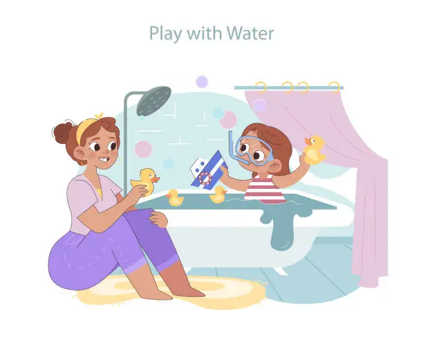 Vector illustration of Bath Time Fun concept.