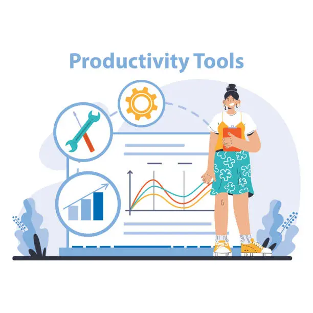 Vector illustration of Productivity boosting concept. Flat vector illustration