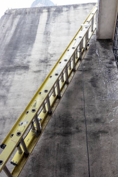 Metal ladder to climb on a rooftop