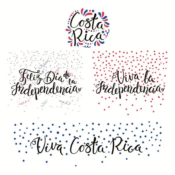 Vector illustration of Costa Rica Independence Day quotes