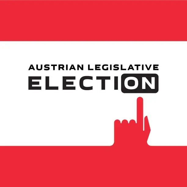 Vector illustration of Legislative elections will be held in Austria by autumn 2024 to elect the 28th National Council, the lower house of Austria's bicameral parliament. Cover.