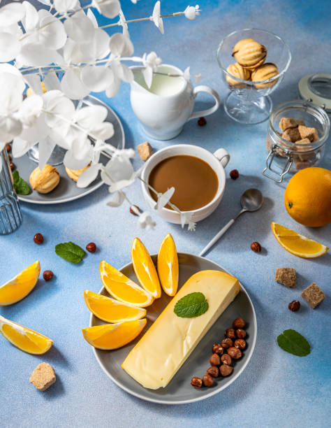 istock Coffee with milk, cheese and citrus fruits 2095231458