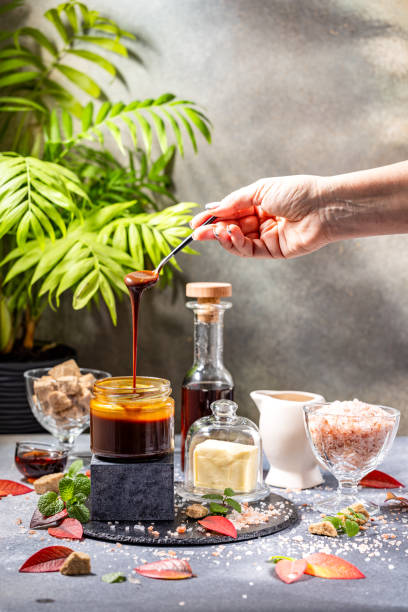 istock Salted caramel and ingredients for its preparation 2095231468