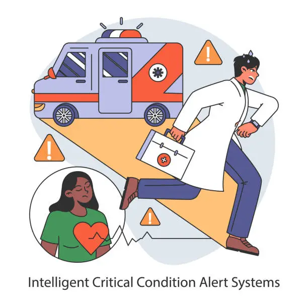 Vector illustration of Intelligent Critical Condition Alert Systems concept. Flat vector illustration.