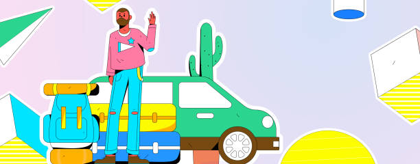 istock Holiday travel travel characters internet background vector hand drawn illustration 2095310880