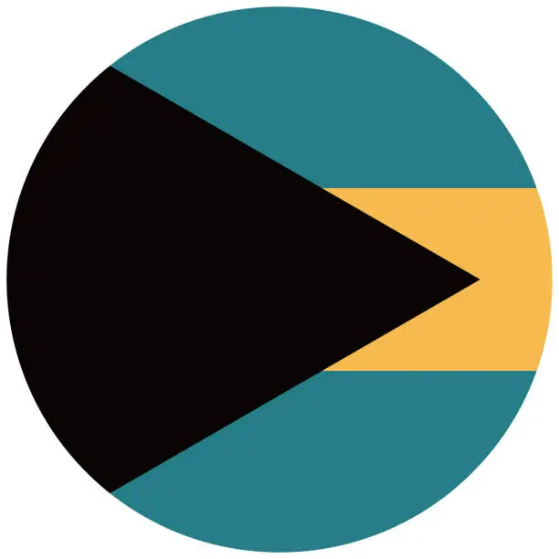 Vector illustration of Bahamas flag. Button flag icon. Standard color. Round button icon. The circle icon. Computer illustration. Digital illustration. Vector illustration.