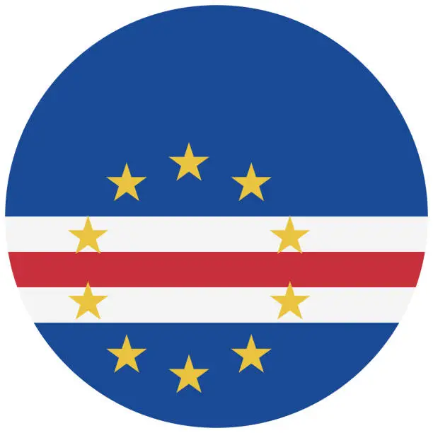 Vector illustration of Cape Verde flag. Button flag icon. Standard color. Round button icon. The circle icon. Computer illustration. Digital illustration. Vector illustration.