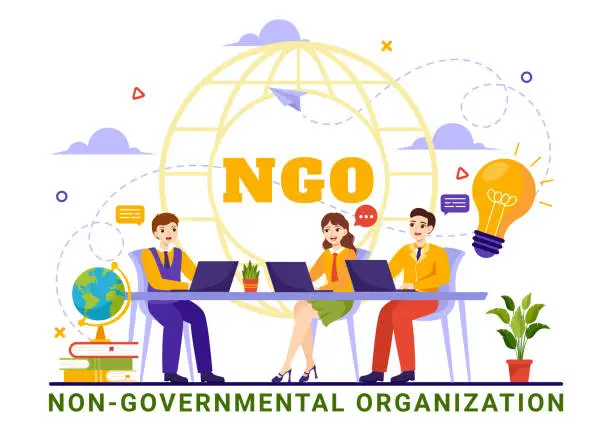Vector illustration of NGO or Non-Governmental Organization Vector Illustration to Serve Specific Social and Political Needs in Flat Cartoon Background