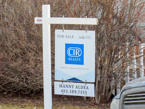 Calgary, Alberta, Canada. Mar 17, 2024. A Real Estate For Sale sign from the CIR REALITY.