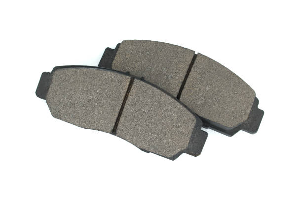 Set of auto brake pads isolated on white background, brake parts, replacement parts for vehicle