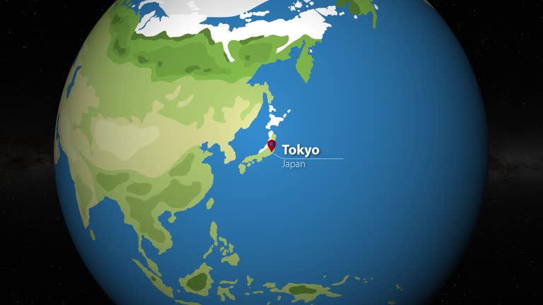 Rotating Earth with Emerging City Label.  Map source from NASA Earth Observations (NEO)