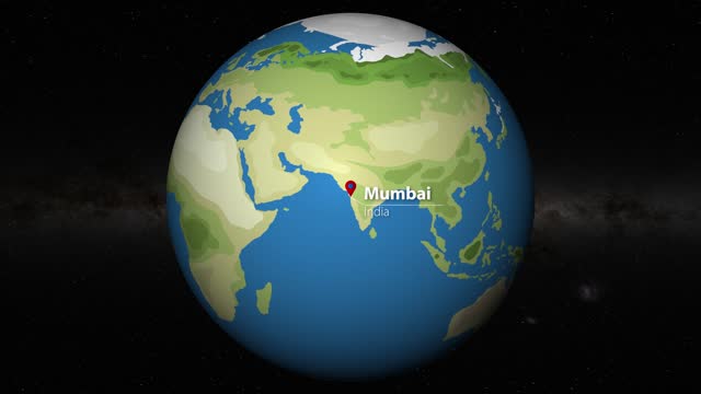 Zooming Into Mumbai on a Rotating Earth.  Map source from NASA Earth Observations (NEO)