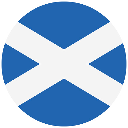 Scotland flag. Button flag icon. Standard color. Round button icon. The circle icon. Computer illustration. Digital illustration. Vector illustration.