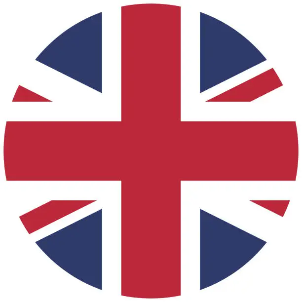 Vector illustration of The United Kingdom of Great Britain and Northern Ireland circle flag. Circle icon flag. Standard color. Button flag icon. Digital illustration. Computer illustration. Vector illustration.