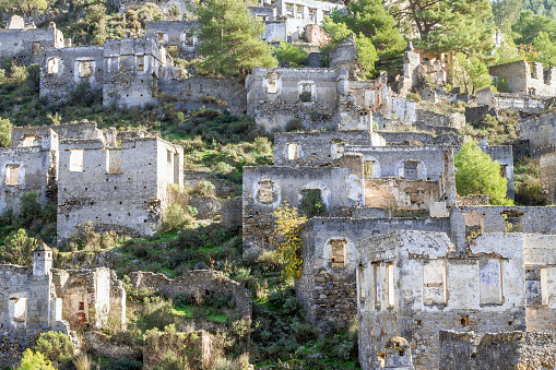 One of the most popular abandoned places - town Kayaköy. Oludeniz, Fethiye, Turkey