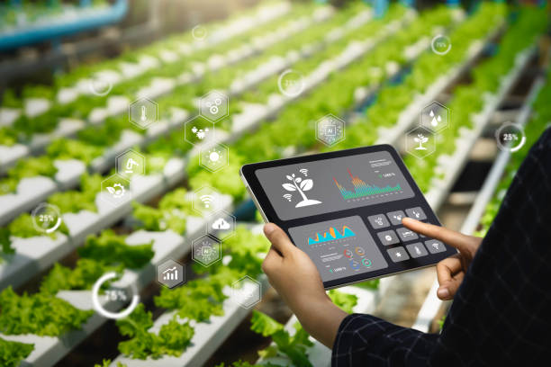 istock Agriculture technology and smart farming. farmer uses applications for the analysis data to monitor, check, control system automation on the network. Modern agricultural innovation. Ai for plantation 2095629614