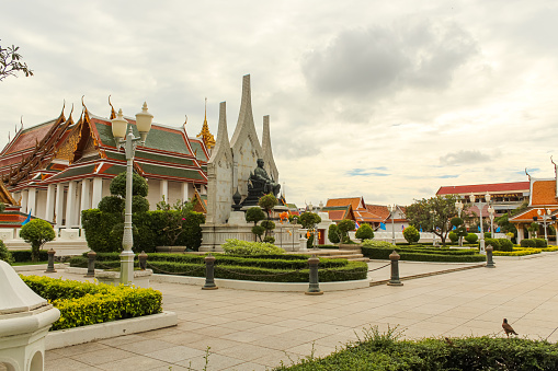 Wat Ratchanatdaram Woravihara, Loha Prasat temple at Bangkok city. This was on a hot humid wet season afternoon.