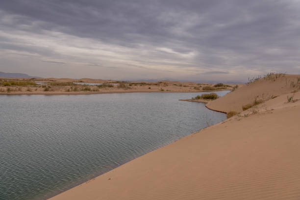 istock Desert vastness next to lake in Wuhai, Inner Mongolia, China 2095666336