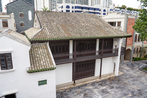 Traditional brick building in modern Chinese style