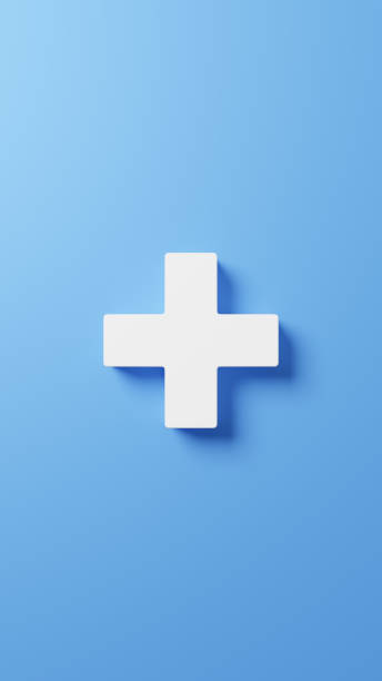 istock 3D Illustration.White cross on blue background. Overhead view. (Vertical) 2095674097