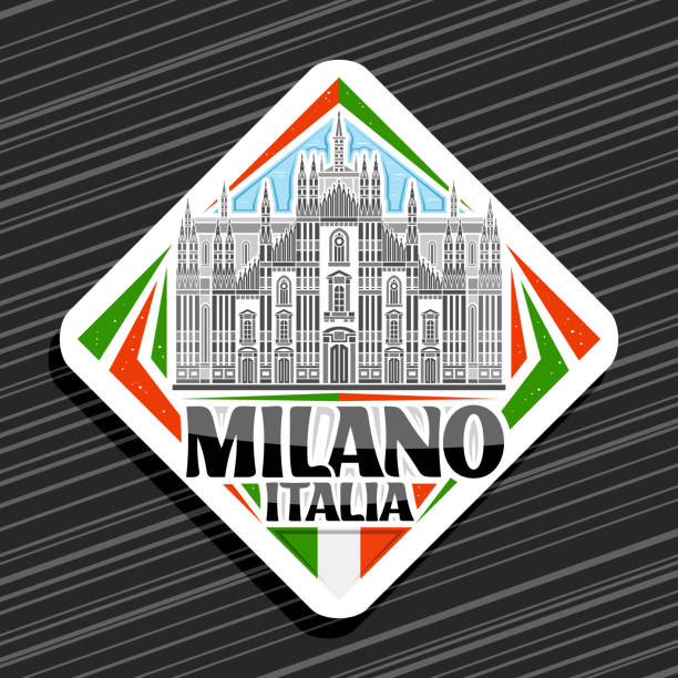 vektor für milano - italian flag skyline famous place flag stock-grafiken, -clipart, -cartoons und -symbole