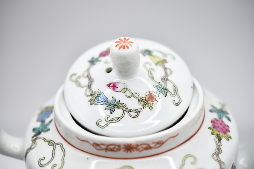 Elegant porcelain on the table, everyday ceramic tableware