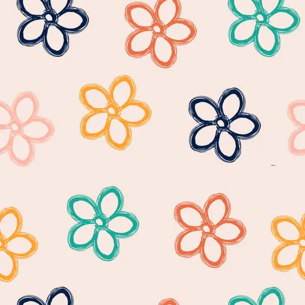 Vector illustration of Floral minimalistic seamless pattern, background. Pattern for fabric, packaging, wallpaper, cover.