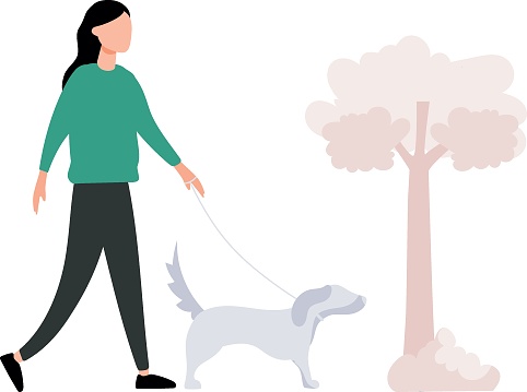 The girl is taking her dog for a walk.