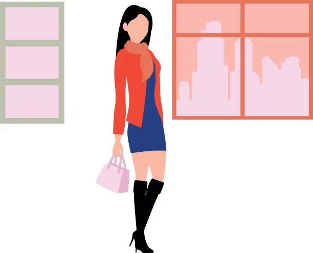 Vector illustration of The fashion girl is standing.