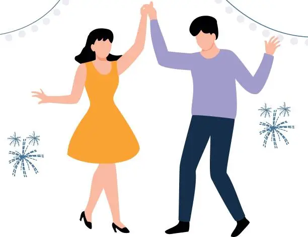 Vector illustration of The couple is dancing at the party.