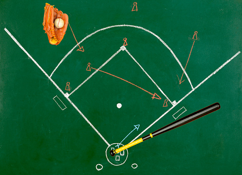 Baseball diamond on blackboard