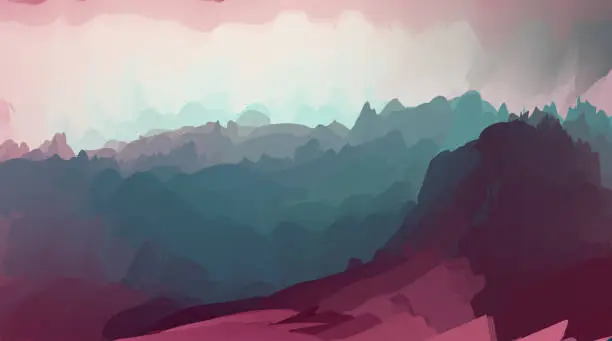 Vector illustration of abstract chaos liquid gradient mountain landscape background