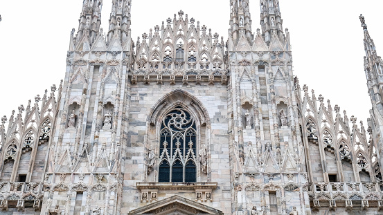 The iconic Milan Cathedral dome adorned with sculptures