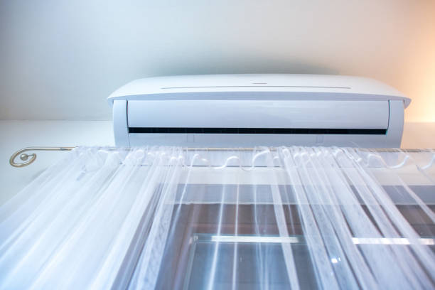 istock Bed and breakfast room with air conditioning and white wall and tents 2095855486