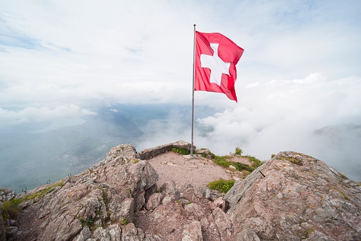 Swiss flag on the ,,Grosser Mythen\