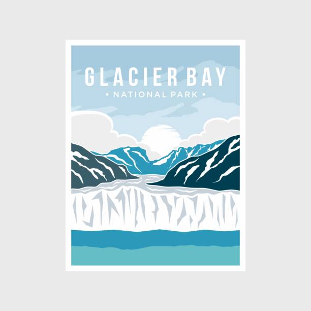 illustrations, cliparts, dessins animés et icônes de glacier bay national park poster vector illustration design - us glacier national park
