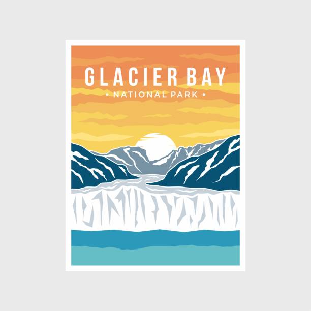 illustrations, cliparts, dessins animés et icônes de glacier bay national park poster vector illustration design - us glacier national park