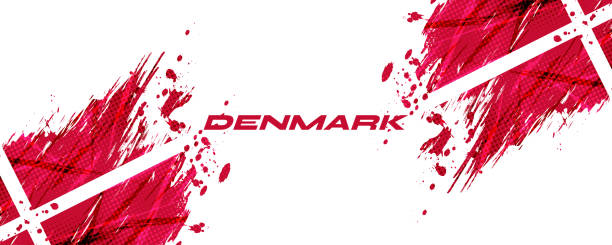 istock Flag of Denmark with Brush Style and Halftone Effect. Danish Flag Background with Grunge Concept 2095892010