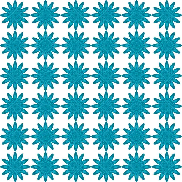 Vector illustration of Seamless pattern with blue flowers on white background.