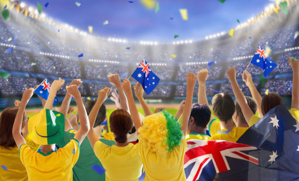 istock Australia fans on stadium. Australian supporters. 2095917615