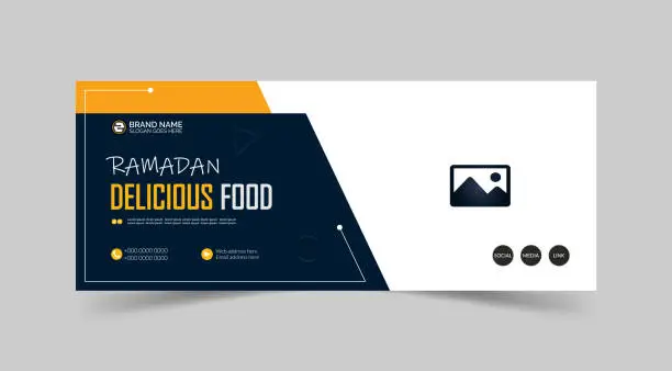 Vector illustration of Ramadan delicious food Facebook and web banner template design